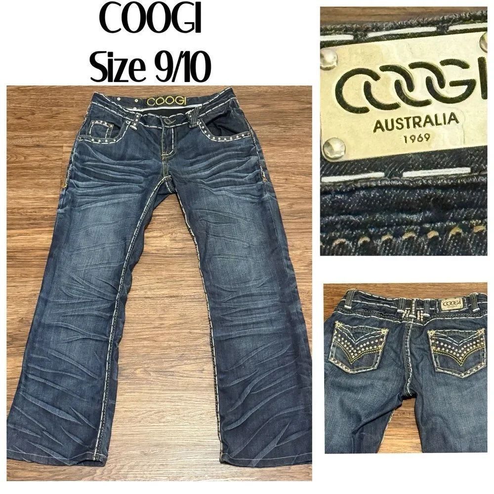 COOGI Blue Bootcut Jeans with Classic Large Detail Stitching Size 9/10